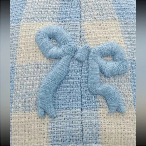 Adjustable Checkered Light Pink + White Embroidered Bowknot Baseball Cap OS New - Picture 9 of 11